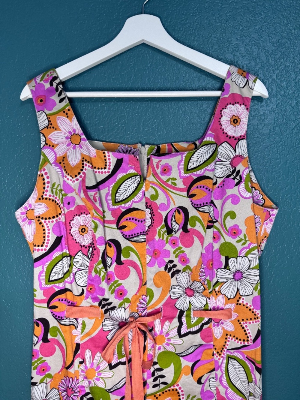 Vintage 2006 Floral Midi Dress with Vibrant Retro 1960s Mod Flare - 97% cotton